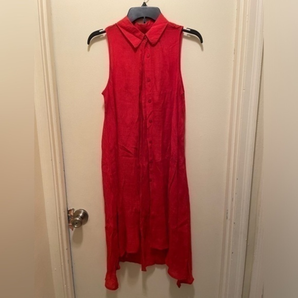 Mile Gabrielle Flowy Red Tank Cover-up Dress Layers Size Small